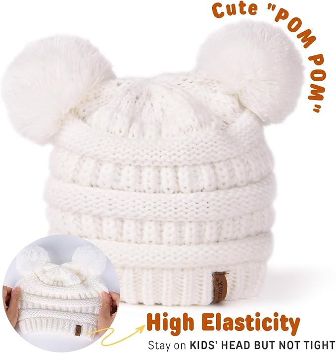 FURTALK Baby Winter Knitted Beanie Hat Soft Warm Lined Pom Pom - Image 8