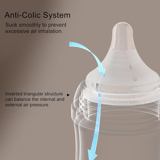 Natural Glass Baby Bottles Gentle & Extra Slow Flow, Newborn Breastfeeding - Image 5