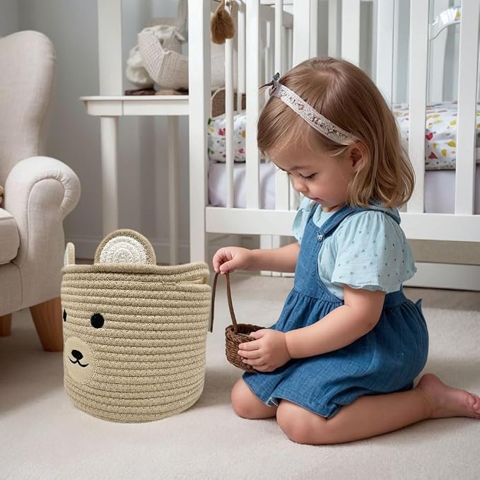 Bear Basket for Nursery, Baby Shower Baskets, Baby Baskets for Storage - Image 6