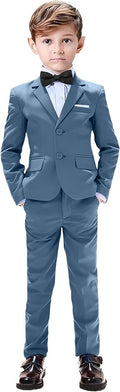 Boys Suits 5 Pieces Slim Fit Blazer Pants Black Blue Outfit Suit by Sailiiny