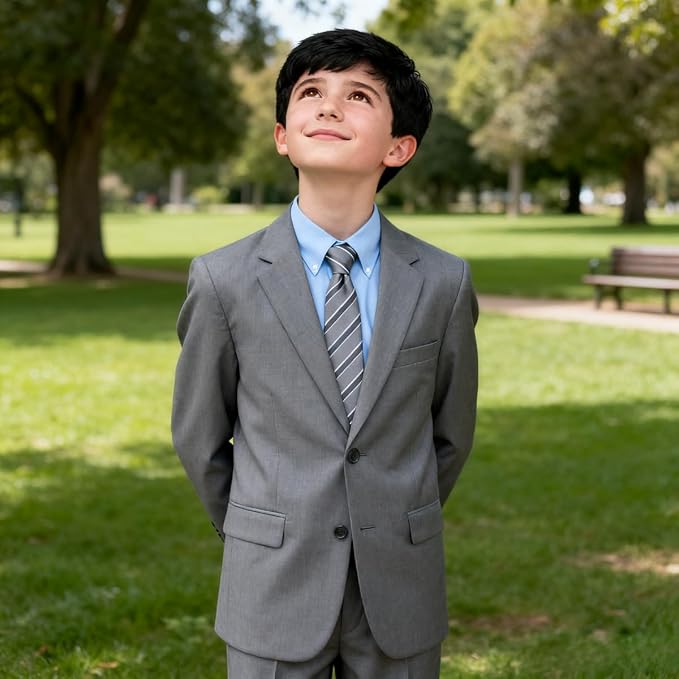Boys Formal Suit Set 4 Pieces Kids Tuxedo Ring Bearer Outfit - Image 5