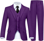 Boy's Suit Formal Slim Fit 5 Pieces Suit Set Blazer Vest Pants by Fesenbo