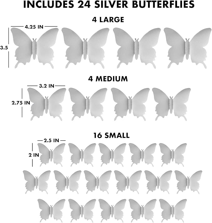 Silver Butterfly Wall Decals - Image 4