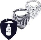 Baby Dribble Bib, Toddler Bandana Bib 3 Packs Super Absorbent Cotton Feeding by JZLPIN