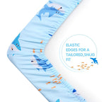 UOMNY Crib Sheet for Baby Boys Shark Fitted Crib Sheets for Standard Crib and - Image 4