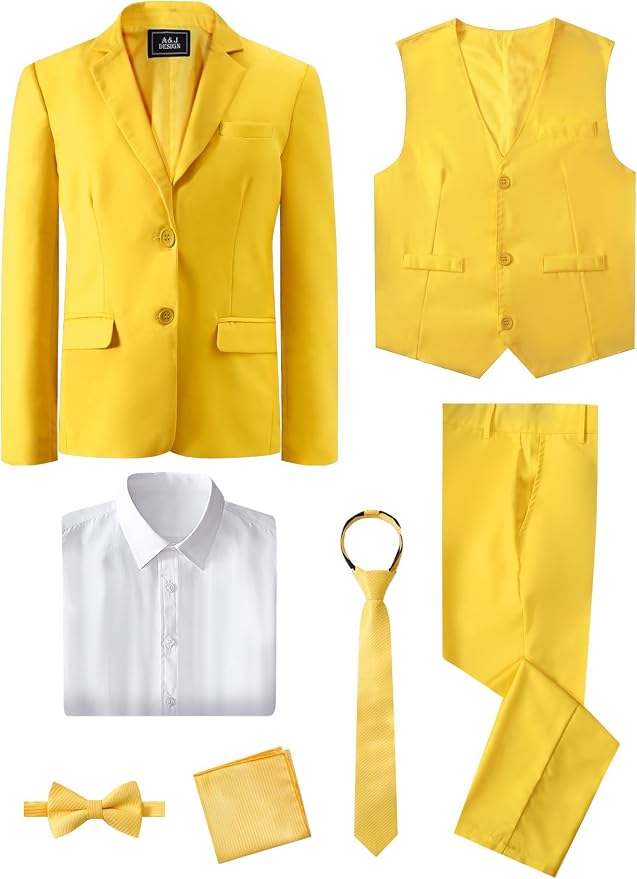 A&J DESIGN Boys 7-Piece Formal Suit Ring Bearer Outfit - Image 3