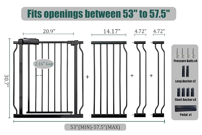 48-53 Inch Extra Wide Baby Gate, Walk Through Safety Gate - Image 2