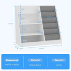 4 Tier Kids Wooden Bookshelf, 5 Layer Sling Toddler Bookcase, Baby Storage Book - Image 3