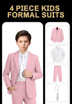 Boys Formal Suit Set 4 Pieces Kids Tuxedo Ring Bearer Outfit - Image 2