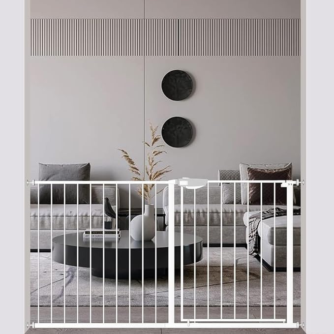 WAOWAO Triple Lock Baby Gate Extra Wide 53.93-57.87" Pressure Mounted Walk by WAOWAOBABYSAFETYPRODUCTS