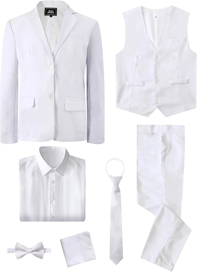 A&J DESIGN Boys 7-Piece Formal Suit Ring Bearer Outfit - Image 3