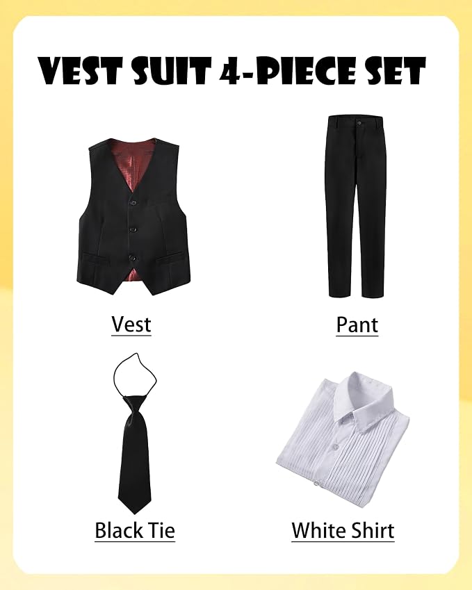 Boys’ Formal Suit 5 Piece Set, Toddler Tuxedos - Image 3