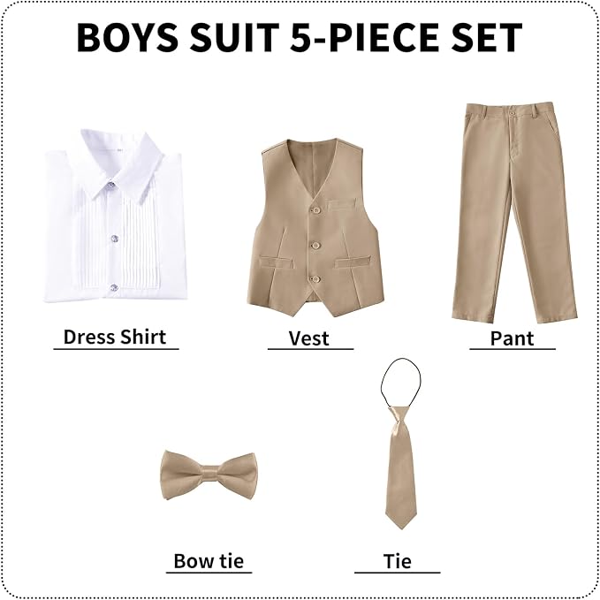 Boys' Suits Formal Slim Fit Tuxedo Boys Vest and Pants Set - Image 5