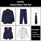 Boys Suit for Kids Teens Formal 5 Piece Tuxedo Suit Set - Image 2