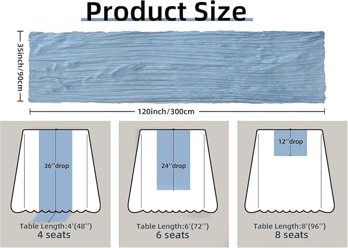 FEXIA Dusty Blue Cheesecloth Table Runner Boy Baby Shower Wedding Decorations - Image 3