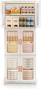 Storage Bins with Lids and Doors Storage Cabinet with Wheels Plastic Stackable by CXCJAI