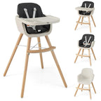 BABY JOY Baby High Chair, 3-in-1 Convertible Wooden Highchair by BABYJOY