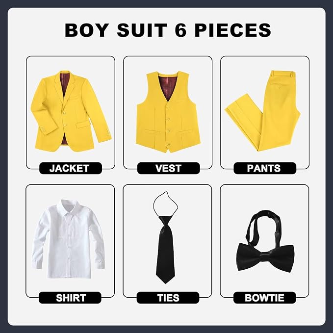 JPF Boy's Formal Suit Set Slim Fit Kids Tuxedo Suits - Image 2
