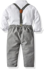 CORATED Toddler Dress Suits Baby Boys Clothes Sets Bowtie Shirts Suspenders - Image 2