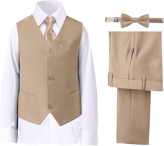 Boys' Suits Formal Slim Fit Tuxedo Boys Vest and Pants Set by DHTS