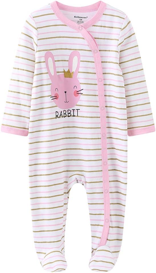 Kiddiezoom Baby Footed Cotton One-Piece Romper Jumpsuit Pajamas - Image 3