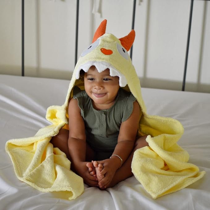 Children's Hooded Towel Yellow Monster, Unisex Toddler - Image 3