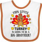 inktastic This Little Turkey Is Going To Be a Big Brother Baby Bib by Inktastic