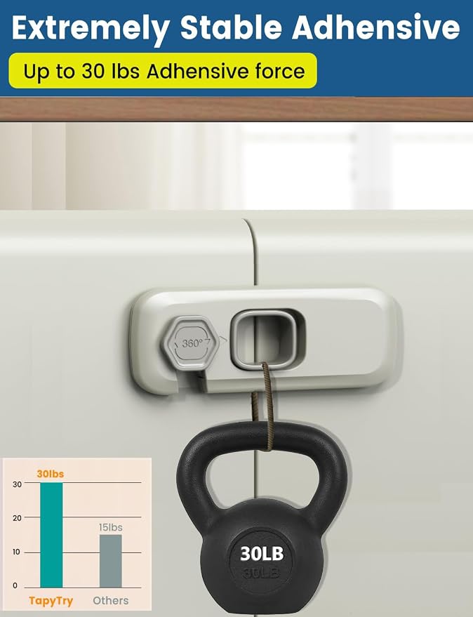 Child Proof Refrigerator Lock, 4 Sets Fridge Locks - Image 4
