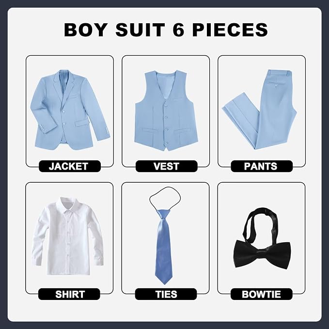 JPF Boy's Formal Suit Set Slim Fit Kids Tuxedo Suits - Image 2