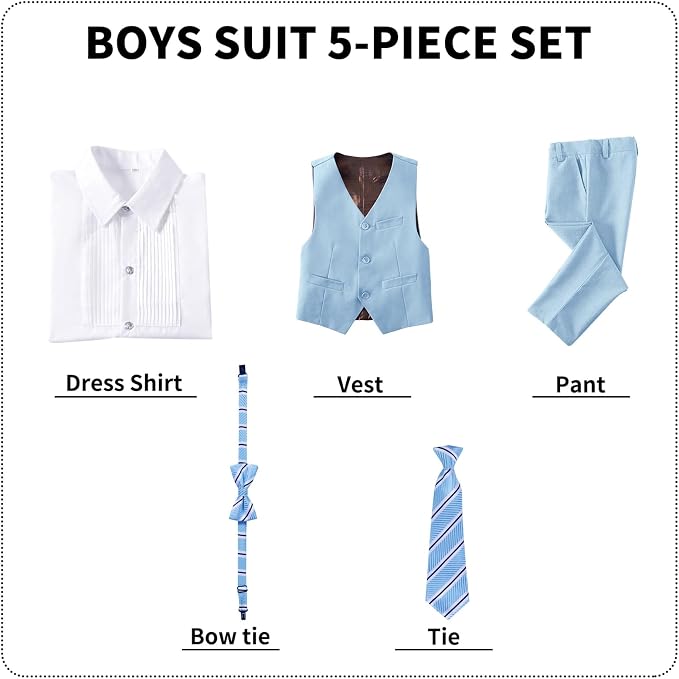 Boys' Suits Formal Slim Fit Tuxedo Boys Vest and Pants Set - Image 5