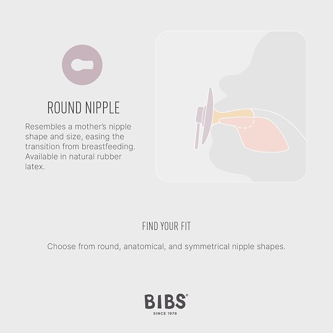 BIBS Pacifiers Colour Collection | Natural Rubber Baby Pacifier | Round Nipple - Image 3