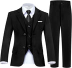Boy's Suit Formal Slim Fit 5 Pieces Suit Set Blazer Vest Pants by Fesenbo
