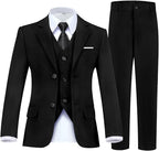 Boy's Suit Formal Slim Fit 5 Pieces Suit Set Blazer Vest Pants by Fesenbo