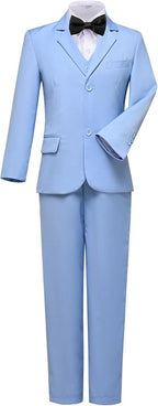 Boys Suits 5 Pieces Slim Fit Blazer Pants Black Blue Outfit Suit - Image 3
