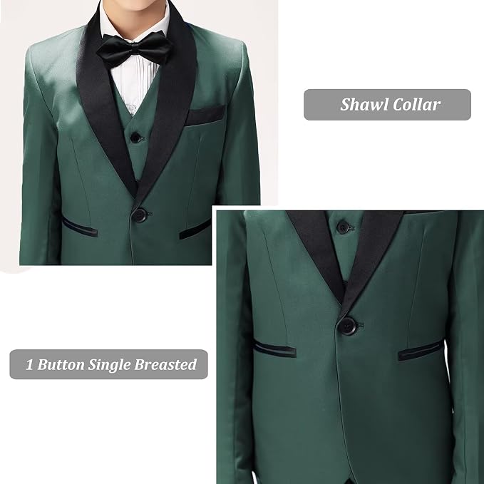 Boys Suit for Toddler Tuxedo Kids Formal Suits Set 5 Pieces Wedding Outfit - Image 5