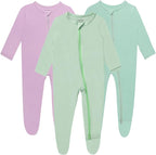 Baby Boy Footed Pajamas with Mittens, Rayon Made from Bamboo Sleepers, 2 Way by GUISBY