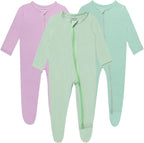 Baby Boy Footed Pajamas with Mittens, Rayon Made from Bamboo Sleepers, 2 Way by GUISBY
