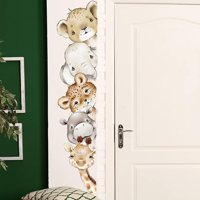 51.18x10.94 Inch Watercolor Jungle Animal Wall Decals by clothmile
