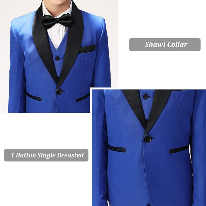 Boys Suit for Toddler Tuxedo Kids Formal Suits Set 5 Pieces Wedding Outfit - Image 3