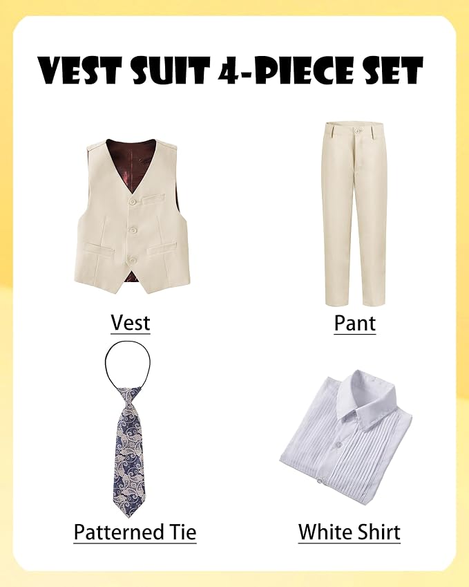 Boys’ Formal Suit 5 Piece Set, Toddler Tuxedos - Image 3