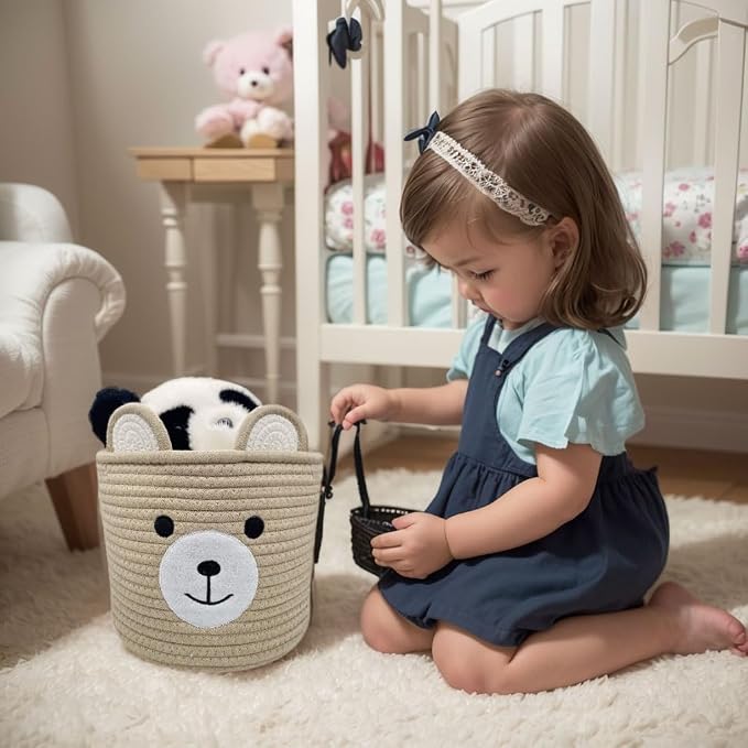 Bear Basket for Nursery, Baby Shower Basket, Baby Baskets for Storage, Laundry - Image 4