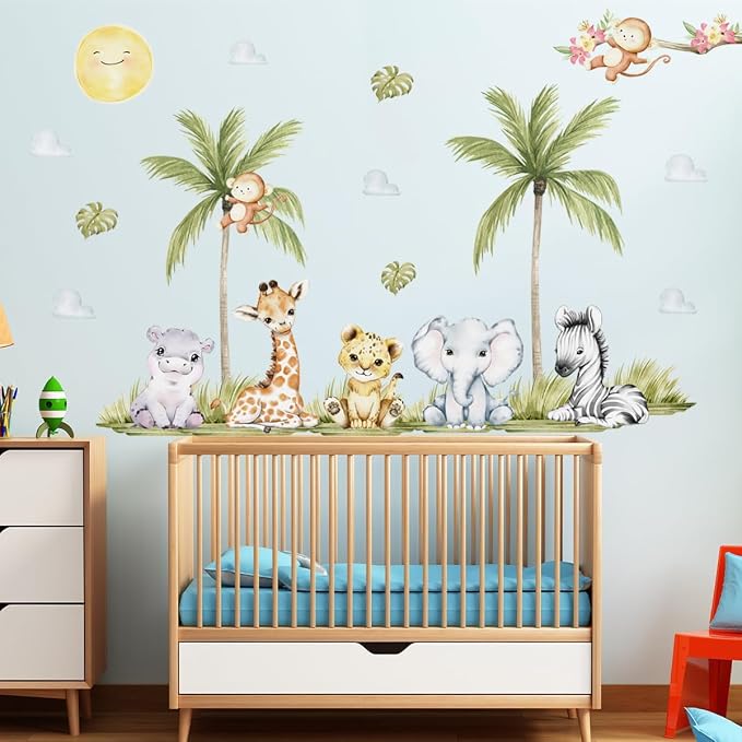 56.29 x 44.88 Inch Watercolor Animal Wall Decals - Image 2