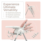 KÜB 3-in-1 Foldable Baby High Chair, 7 Height & 4 Recline Adjustable Seat & Tray - Image 2