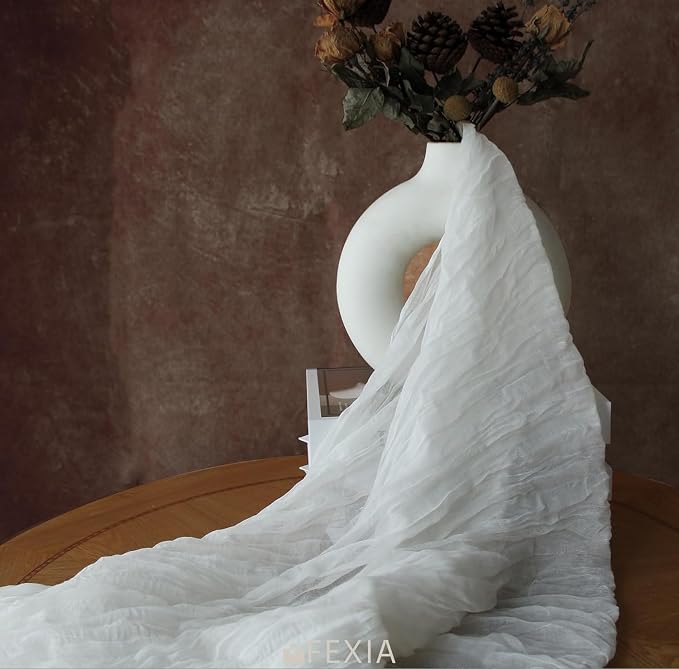 FEXIA 6 Pack White Cheesecloth Table Runner 35x120 Inches - Image 5