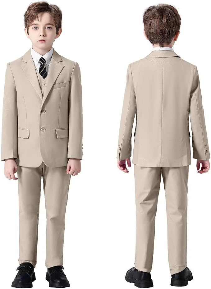 Boys Suit 4 Pcs Slim Fit Set Casual Suits Wedding Outfit Prom Jacket Vest Pant - Image 5
