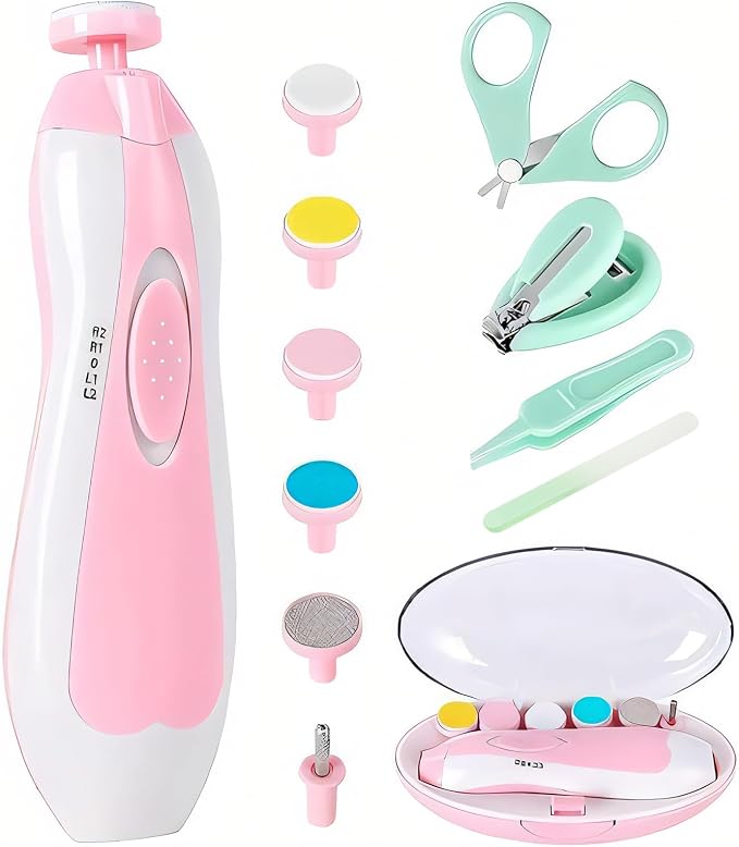 Baby Nail Trimmer Electric-12 in 1 Baby Nail Clippers Safe Baby Nail File Kit by Qunlionslife