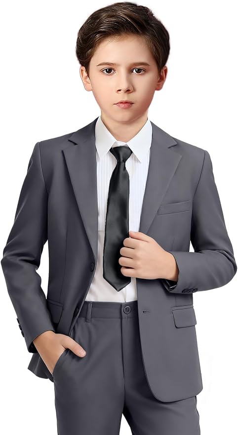 Boys Formal Suit Set 4 Pieces Kids Tuxedo Ring Bearer Outfit by Boihedy