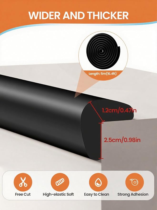 Baby Proof Edge Corner Protector, 16.4FT 0.47''Th L-Shape Furniture Corner & - Image 2
