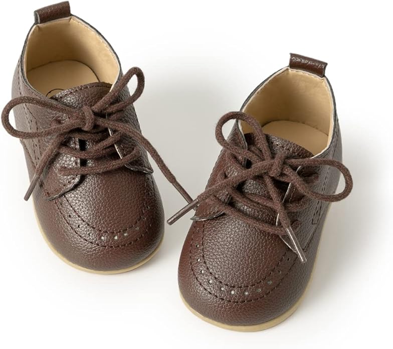 ohsofy Infant Baby Boy Oxford Shoes PU Leather Loafers Rubber and Soft Sole by ohsofy