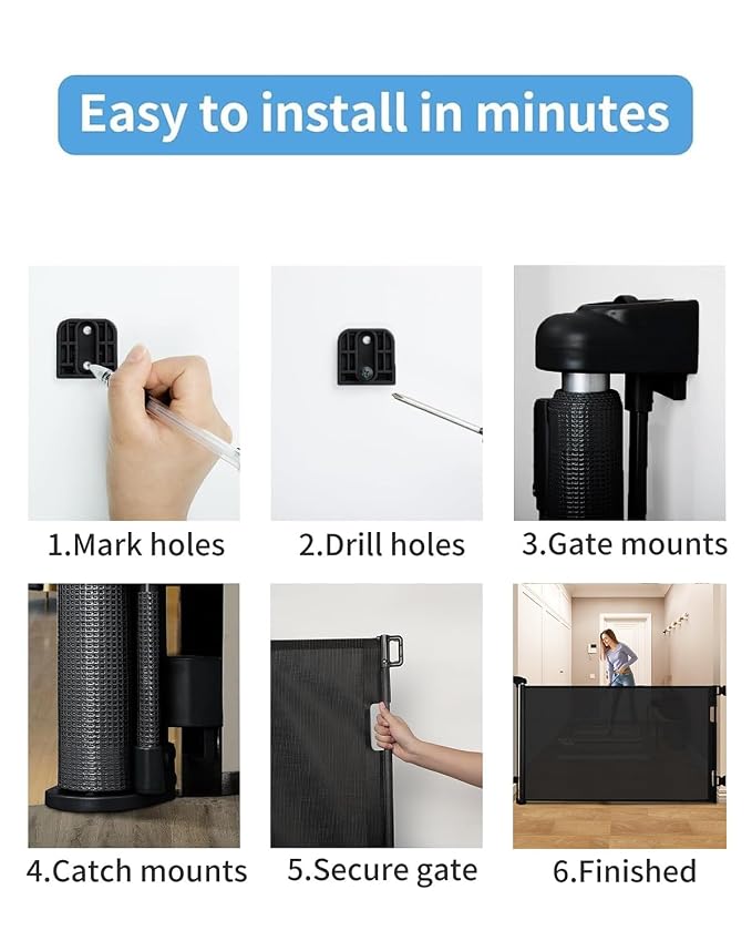 Retractable Baby Gate for Doorways and Stairs, Mesh Safety Gate for Pet - Image 5